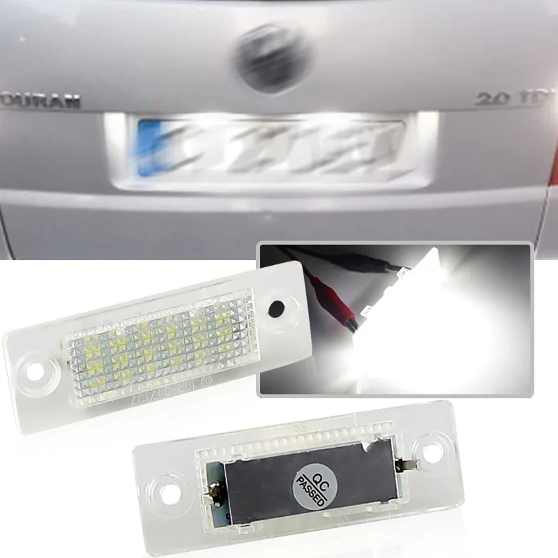 2PCS Error Free LED License Number Plate Light Lamps For VW Golf Jetta Passat T5 Transporter Skoda Car License Plate Lights