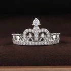 Huitan нежные кольца в форме короны для маленьких принцесс вечерние модные аксессуары ослепительно CZ Новая Элегантная женская свадебная кольца ювелирные изделия Размеры от 5 до 10 лет