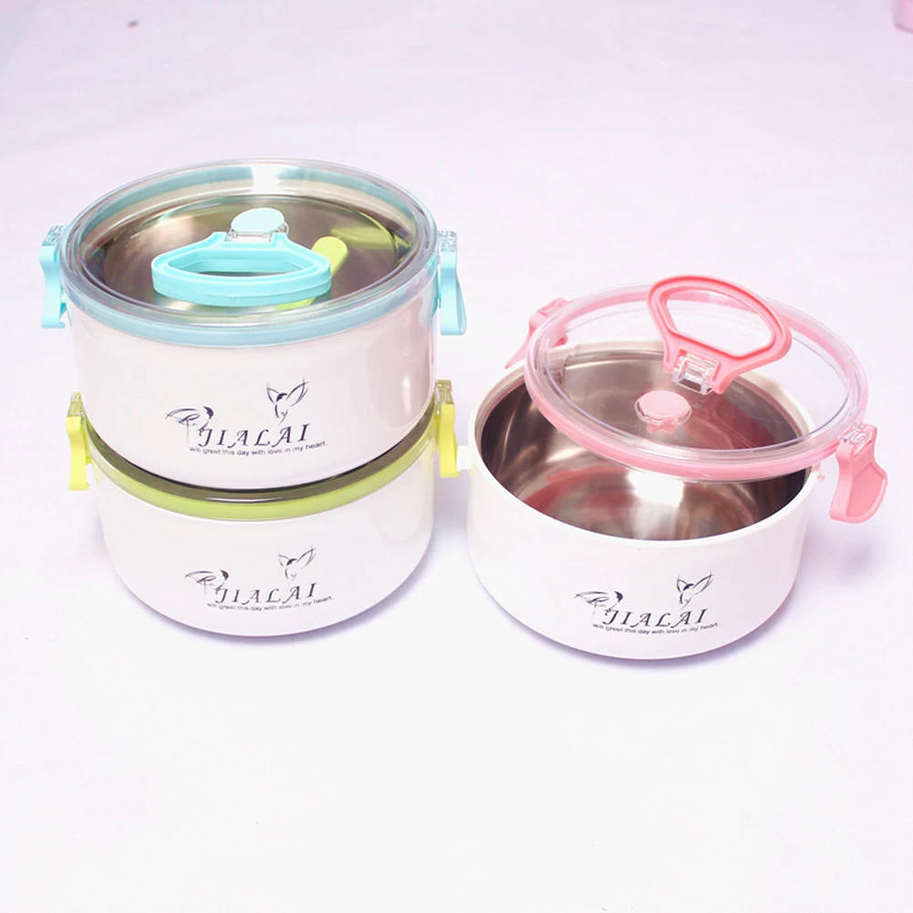 Круглый из нержавеющей стали Bento Ланч-бокс контейнер для хранения еды Дети Школа