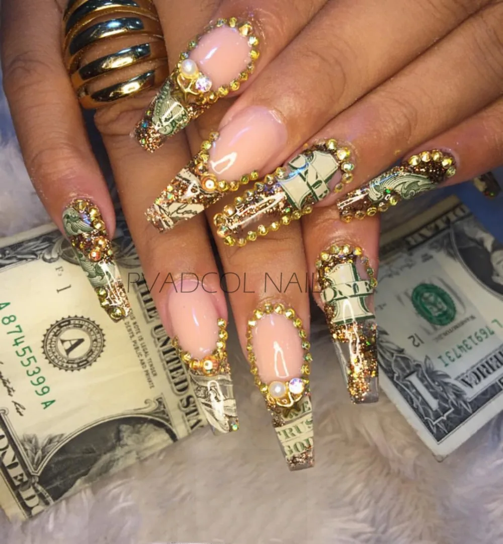 Рисунки на ногтях Стикеры Деньги Доллар богатых Стиль наклейки фольга для