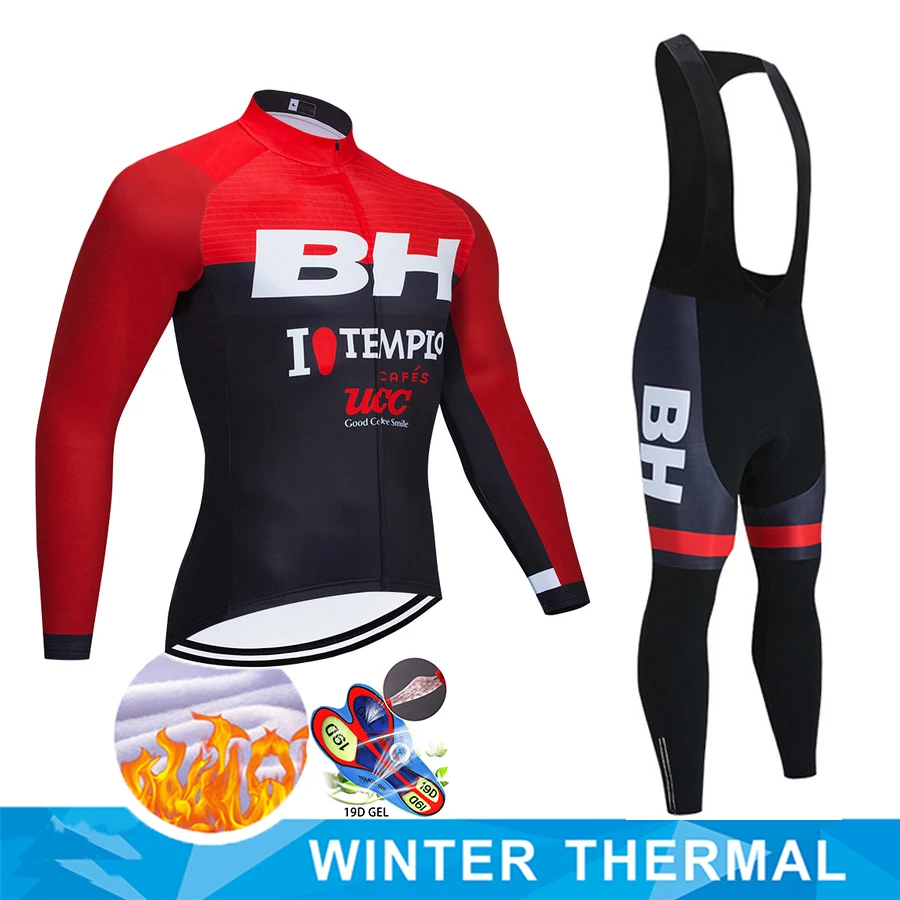 

BH Pro Team Зимняя Теплая Флисовая одежда для езды на велосипеде, мужской костюм из Джерси с длинным рукавом, одежда для езды на велосипеде и горн...
