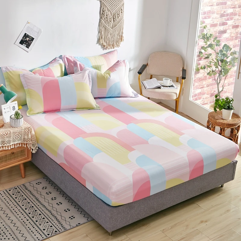 

New style cotton printed twill single fitted sheet