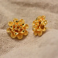 dubai nigeria flower button type ethiopian gold color earrings for women girls african ethnic earring mom wedding jewerlry gifts