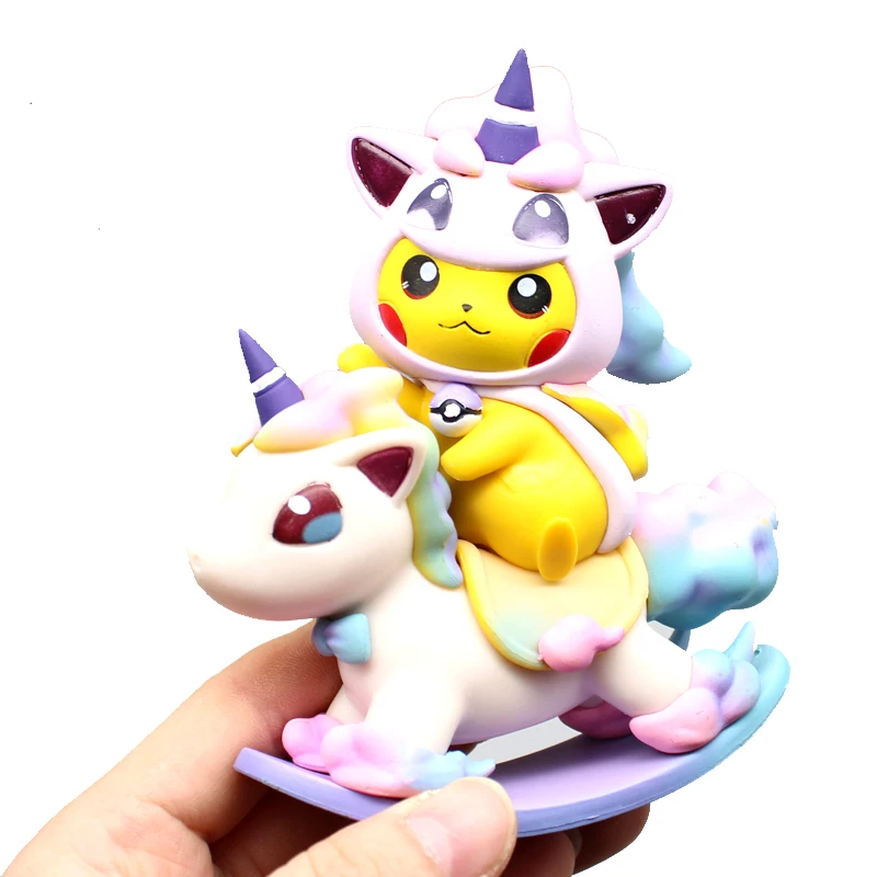 

TAKARA TOMY Pokemon PikachuRainbow Horse Trojan Model Figure Car Decoration Kids Birthday Gift PVC 12cm Action Figures Toys