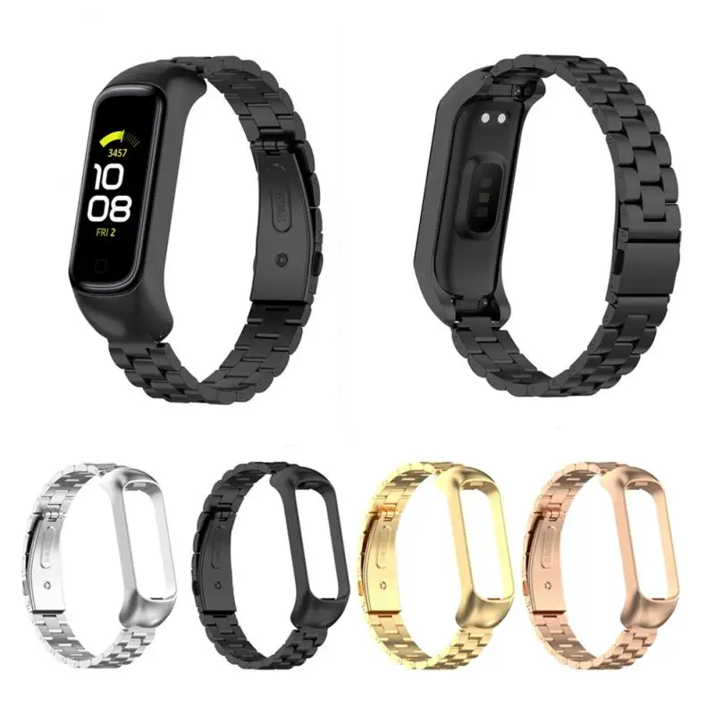 

1 Pc Three Beads Stainless Steel Wristband For Samsung Galaxy Fit2 Metal Strap R220 Bracelet 4 Optional Colors Smart Accessories