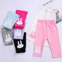 3 9years girls summer leggings kids knee length pants children cotton rabbit candy color trousers baby clothes skinny leginsy