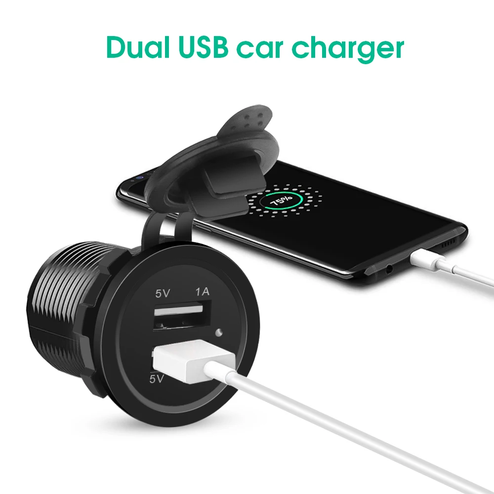 Автомобильное зарядное устройство KEBIDU с двумя USB-портами для прикуривателя |