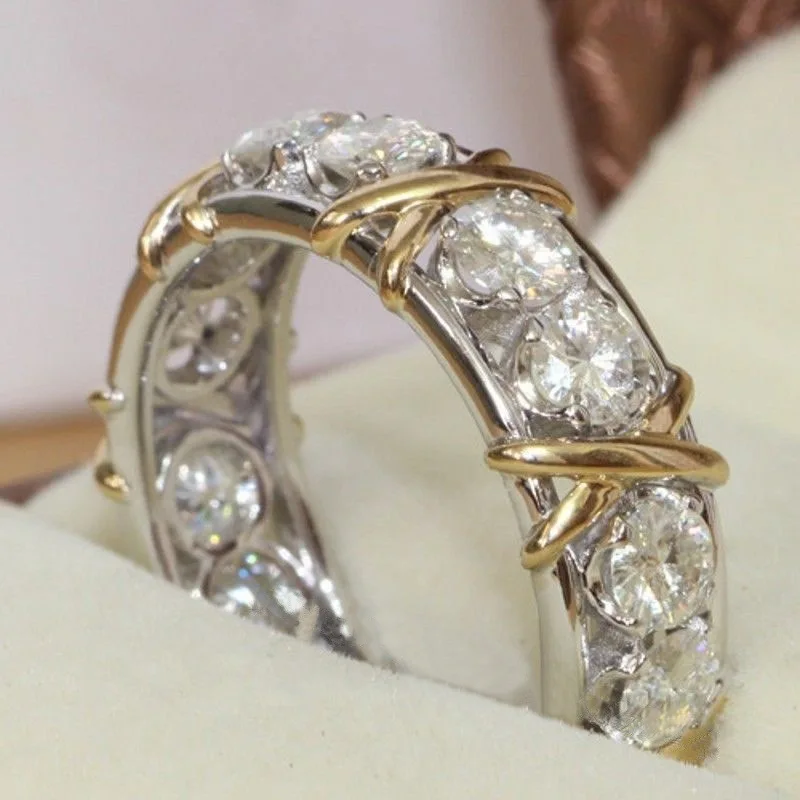 

Hot Sale Popular Ornament Gold-Plated Color-Separated Inlaid Zircon Ring Fashion Women's Ring Diamond Ring