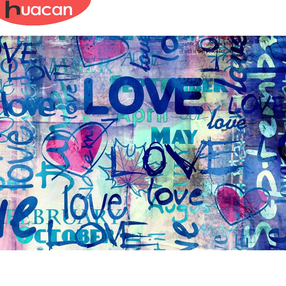 

Алмазная мозаика HUACAN для творчества, картина с текстом, пейзаж, квадратная/круглая Алмазная вышивка, любовь, сердце, ландшафт, домашний деко...