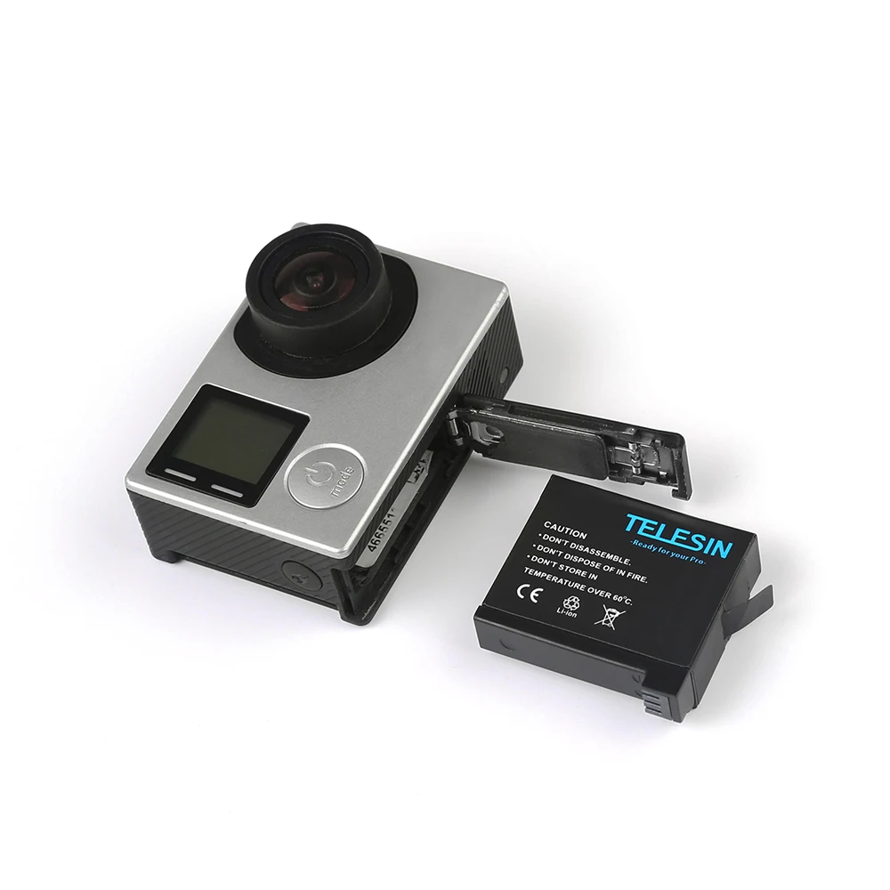 TELESIN 2 шт 1200mAh аккумуляторная батарея запасная батарея для GoPro Hero 4 черный Серебряный Ahdbt-401 аксессуары