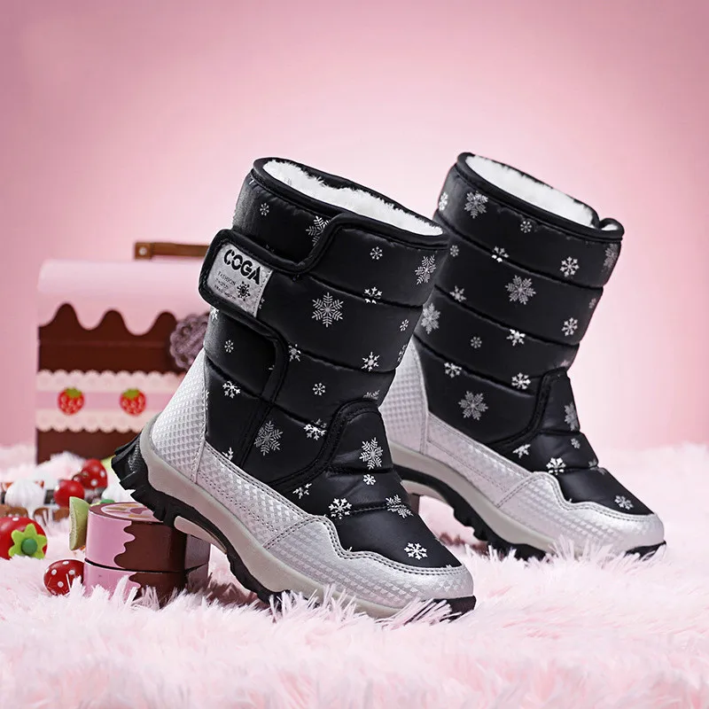 2021 Brand winter children shoes girl and boy boots water-proof leather kids snow boots plush waterproof fashion shoes