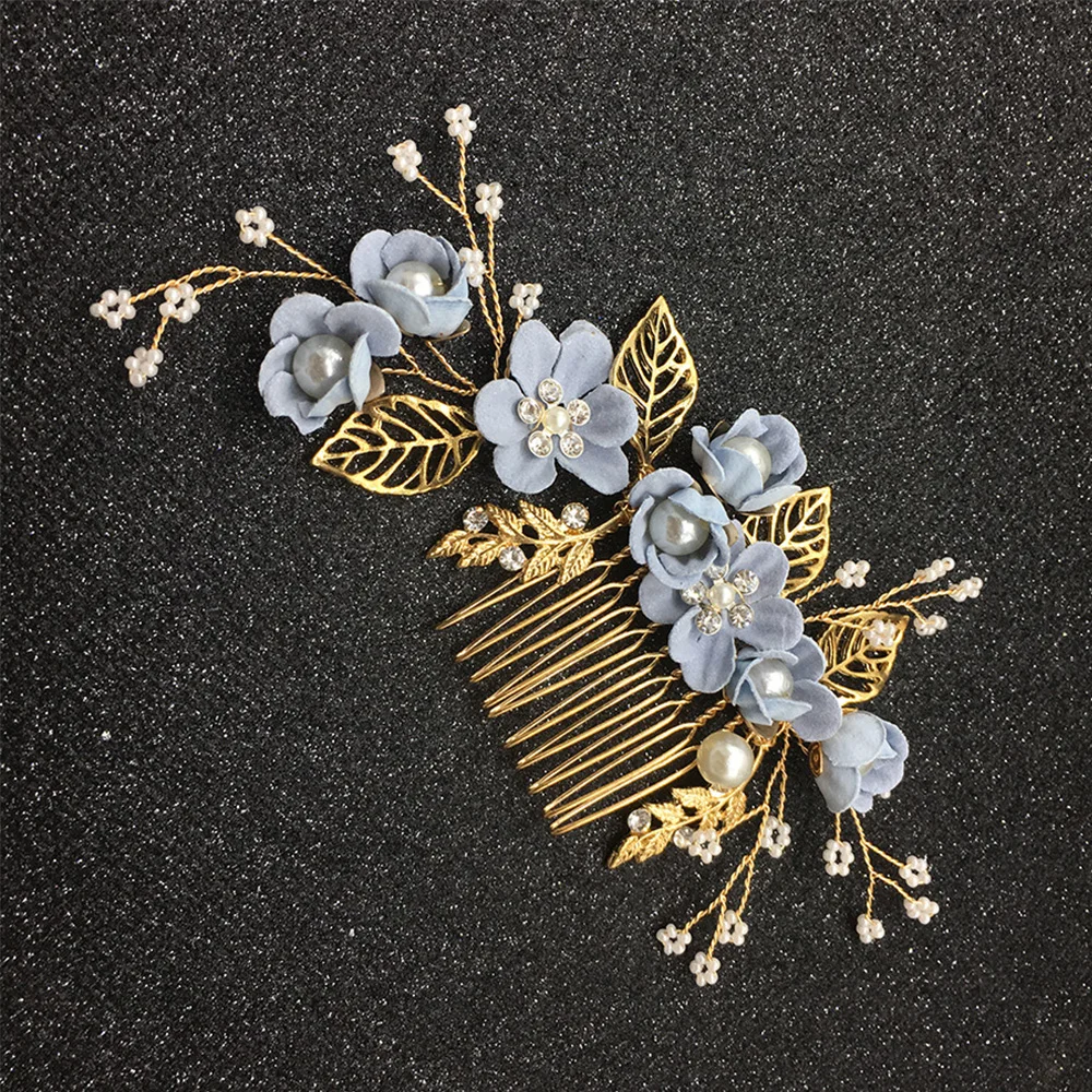 1 шт. гребень для волос с синими цветами |