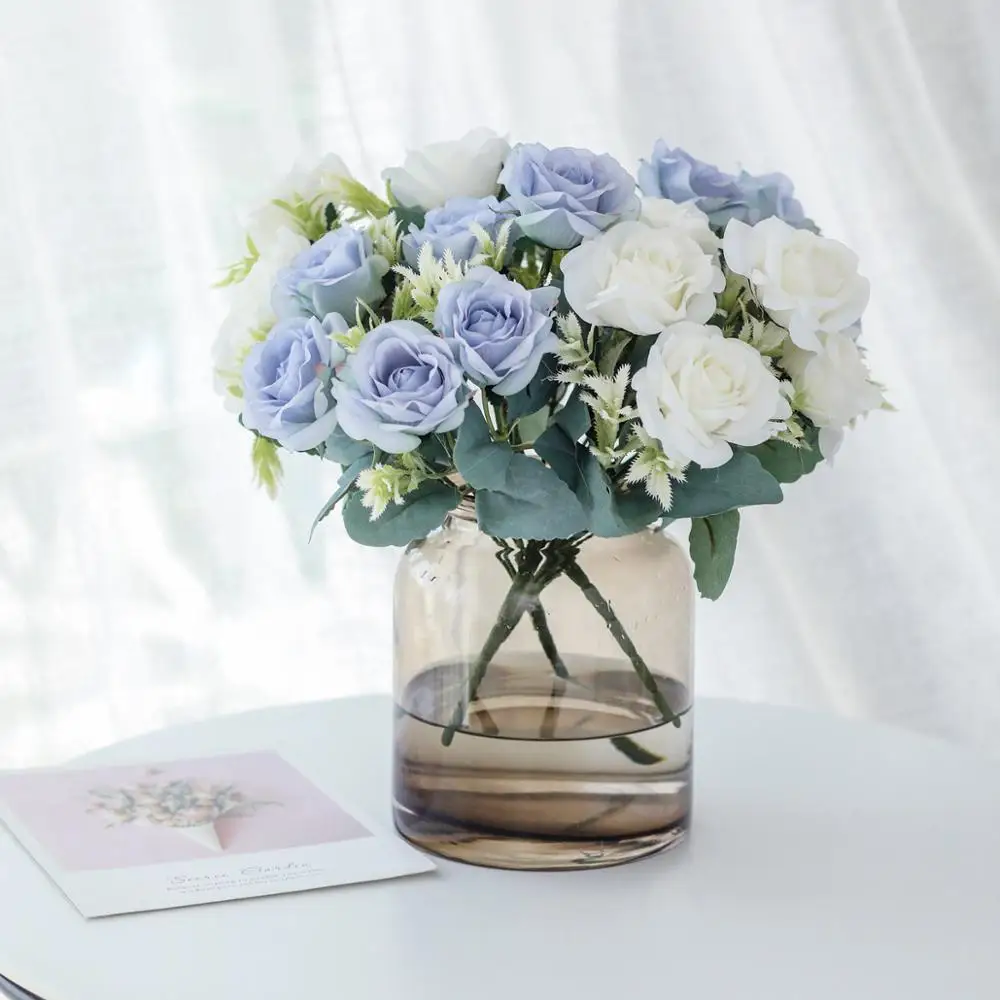 

Beautiful Rose Artificial Flowers Silk Royal Nobility Decoration Fake Flowers Bouquet Wedding Home Decor DIY Craft Faux Flowers