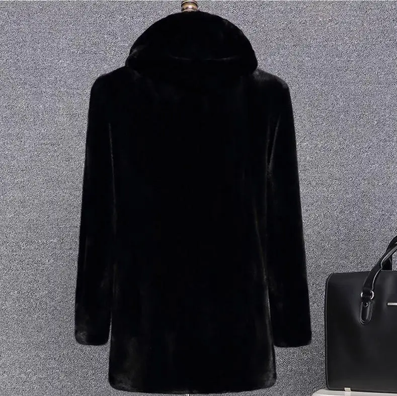 Мужская длинная куртка из искусственного меха Повседневная Длинная зимняя