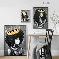 nordic abstract posters and prints african black angel queen crown wall art canvas painting girls bedroom decoration pictures