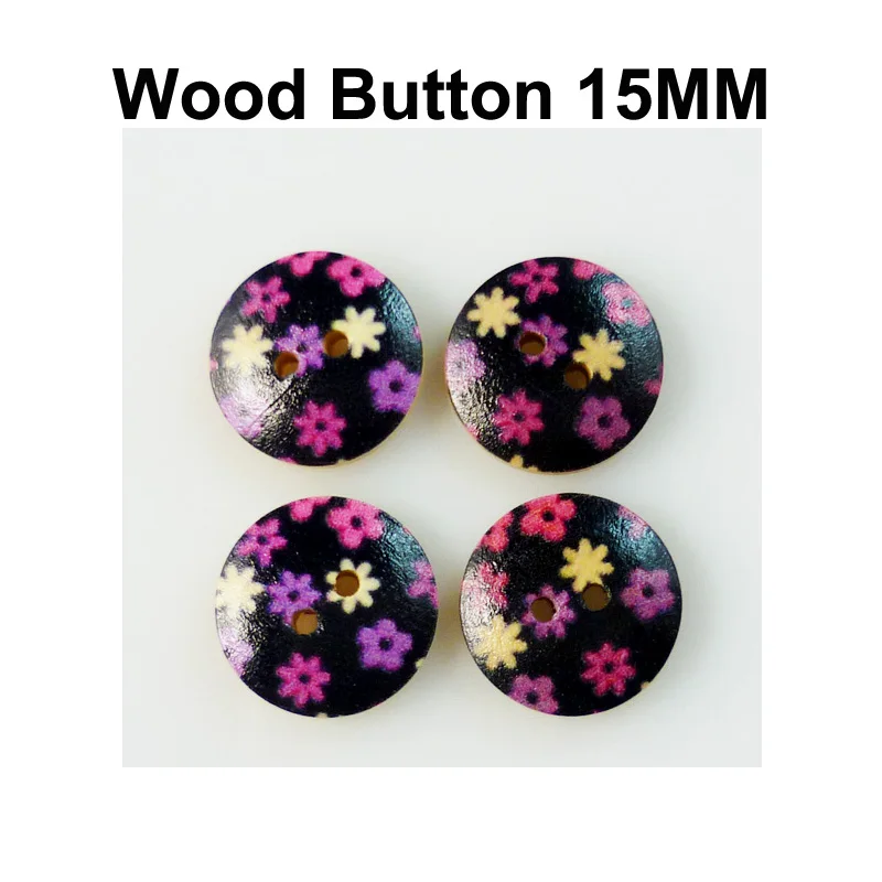 

100 шт., 15 мм, деревянные пуговицы с фиолетовыми цветами, подходят для обуви, пальто, аксессуары для шитья одежды