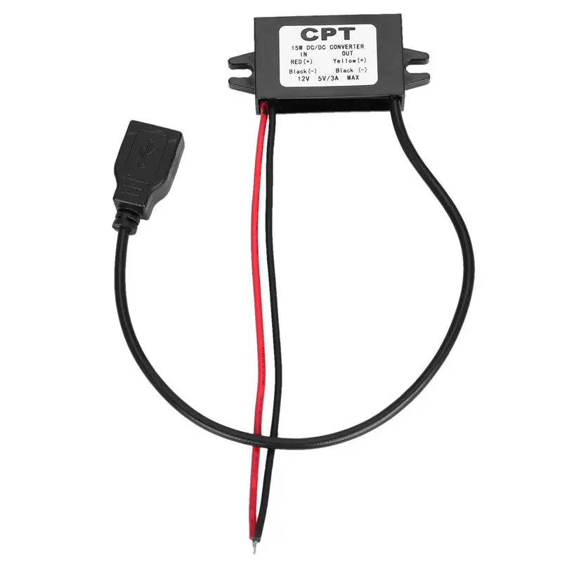 Power Converter Regulator DC 12V to 5V 3A 15W Step Down Waterproof Voltage Convert Transformer Connector Cable Car Charger 1 | Автомобили
