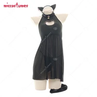woman sexy cute semi permeable chest open chiffon sleeveless cat maid nightdress homewear pajama sleepwear underwear costume