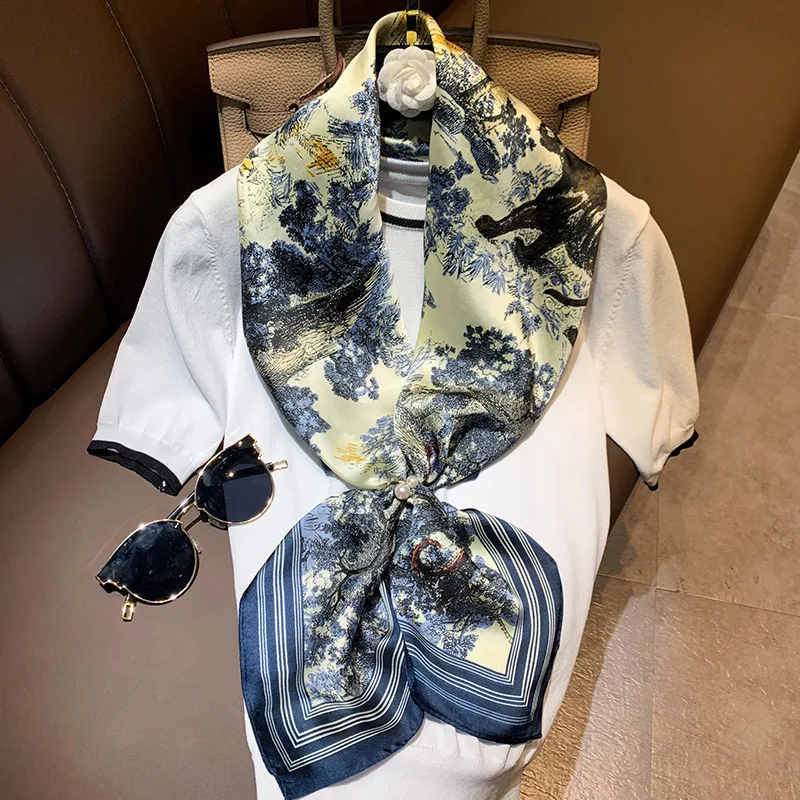 Модный 2020 Новый бренд зимний шарф хиджаб шелк женский стиль украшение большой