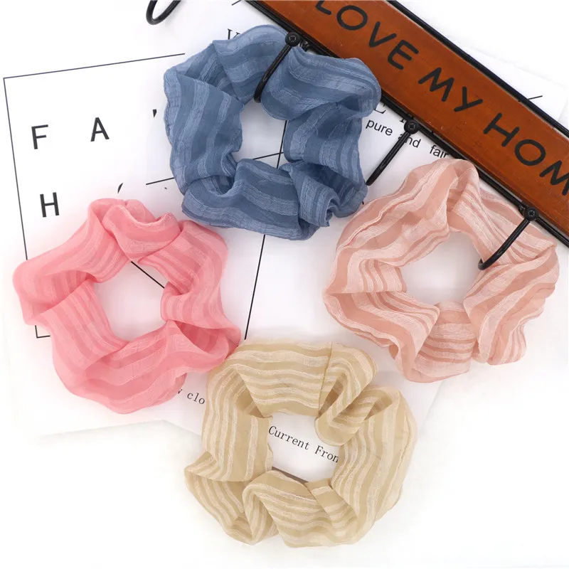 Модные Полосатые повязки для волос девочек женские разноцветные резинки милые