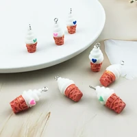 10pcs 3d ice cream resin charms cute food pendants diy craft for earring key chains floating jewelry making