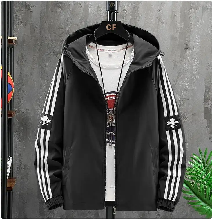 

size 8XL autumn designer jacket men stripe hoodie zipper jackets coats windbreaker veste homme chaquetas jaqueta masculina