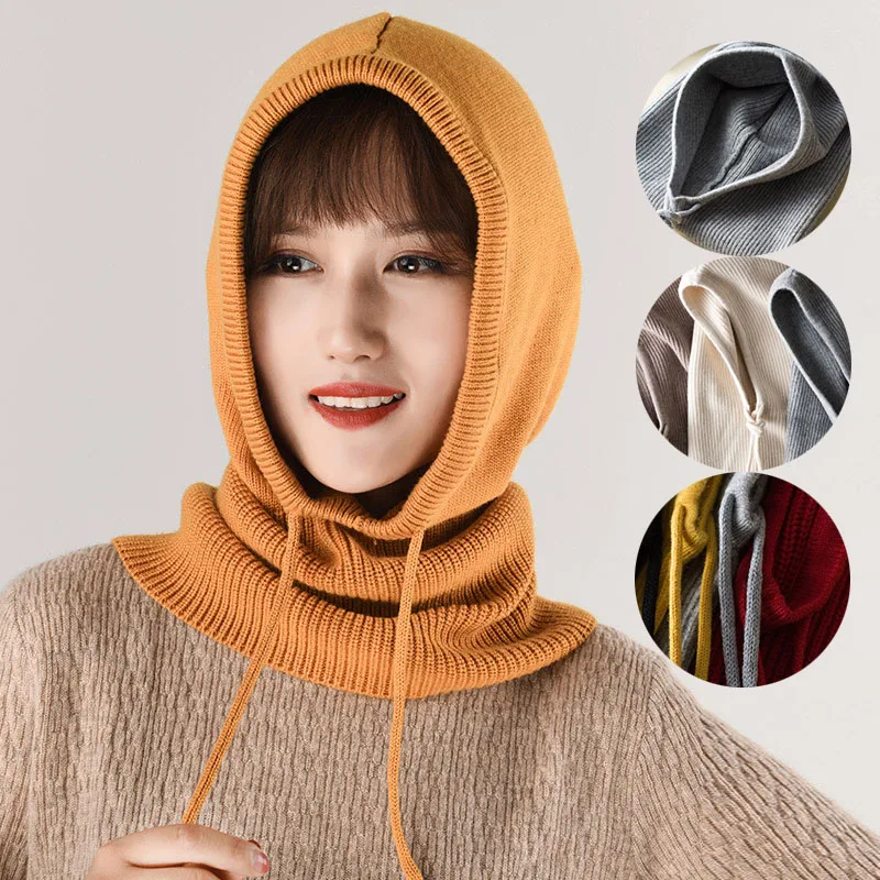 Зимняя женская многофункциональная Вязаная кашемировая шерстяная шапка Skullies с