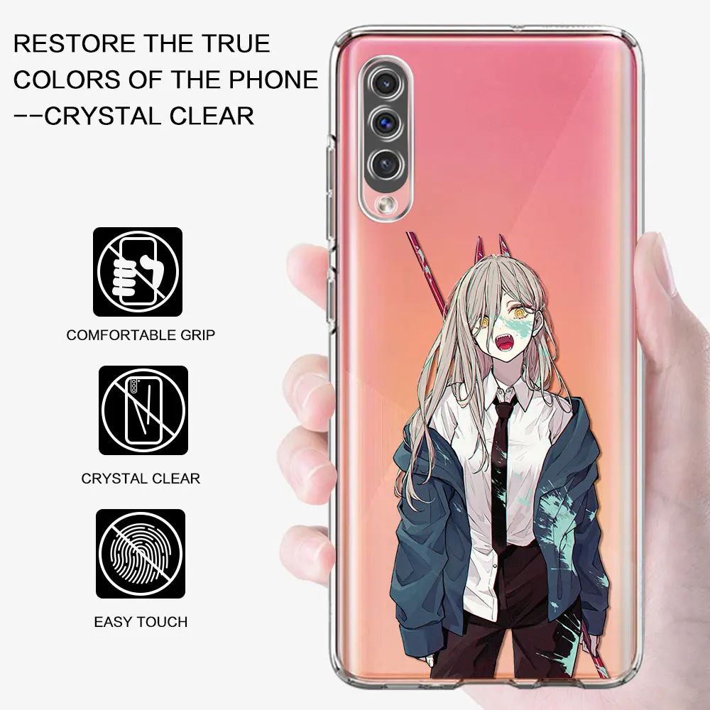 Clear Phone Case for Samsung Galaxy A50 A51 A70 A71 A12 A21s A52 A31 A30 A10 A20e Tpu Hollow Soft Cover Anime Chainsaw Man images - 6