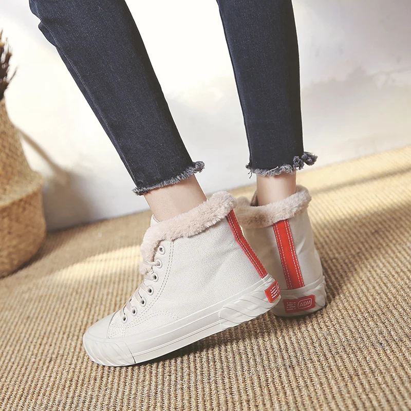 Winter New Plus Velvet Shoes Off White Flat Warm Casual Women's Botte Hiver Femme Snow Boots Laarzen Dames Oxford Boot | Обувь