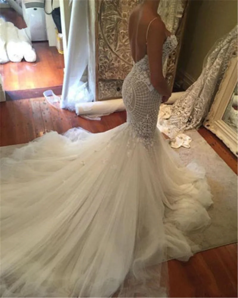 Robe De Mariee QUEEN BRIDAL 2019 сексуальное платье-Русалка с низким вырезом на спине свадебное