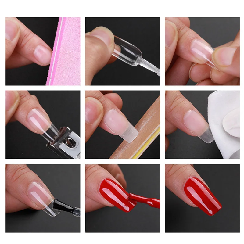 

Artificial Fake Nail Full Cover Coffin Shaped Ballerina Nail Kit for DIY Nail Art Salons can CSV