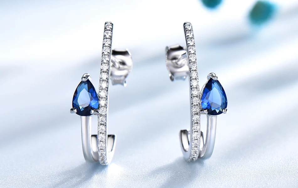 ORSA JEWELS твердые 925 пробы серебряные серьги-кольца для женщин из настоящего сапфира роскошные женские ювелирные изделия VSE04