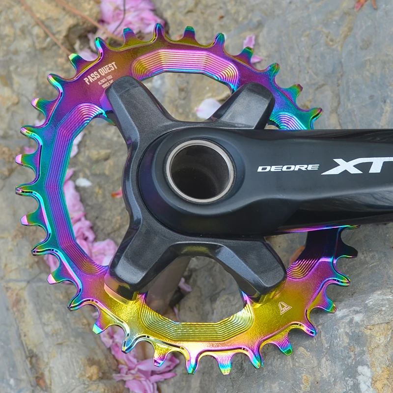 Проходное QUEST титановое овальное 96BCD MTB узкое широкое кольцо для велосипеда