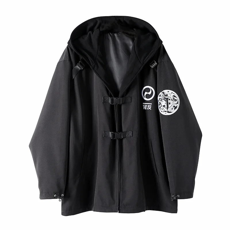 

Куртка Techwear мужская с капюшоном, ветровка в стиле хип-хоп, уличная одежда, повседневная функциональная черная верхняя одежда на весну и осен...