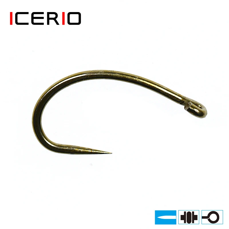 ICERIO 100 шт. крючок для завязывания мух, креветки, куколки, личинки Caddis Scud, мухи, цех, рыболовные крючки#12, крючок без колючки