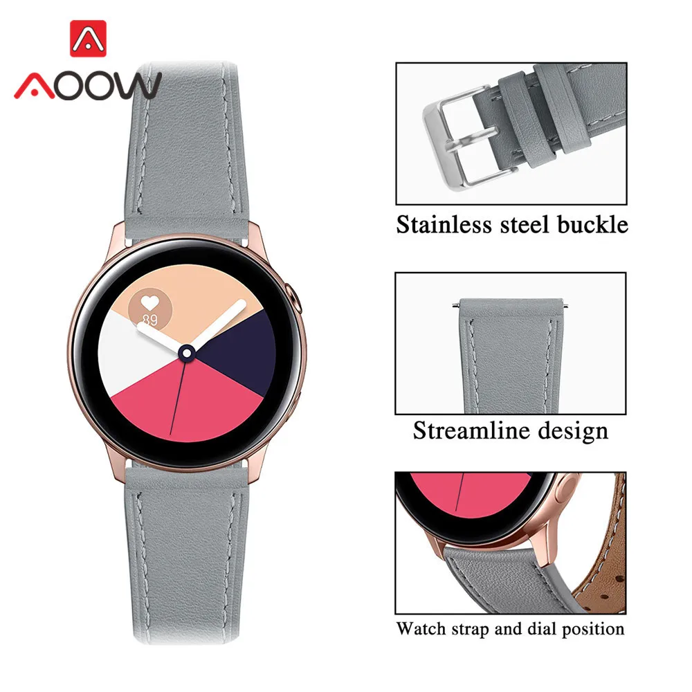Ремешок для часов из натуральной кожи с цветочным принтом для samsung Galaxy Watch Active 42 мм S2 Розовый Красный сменный ремешок для браслета 20 мм