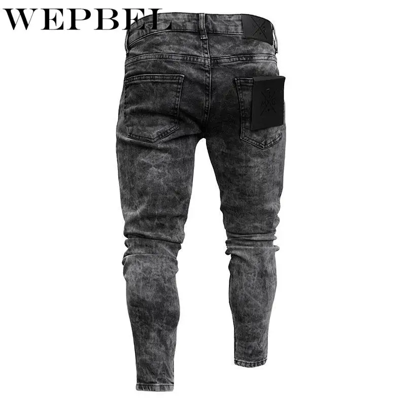 

Mandylandy Street Fashion Hiphop Men Knee Hole Stretch Denim Pants Ripped Beggars Punk Gothic Skinny Bottom Zipper Biker Jeans