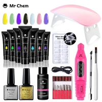 mr chem poly nail gel kit long lasting extensions manicure set 6w led lamp quick building gel nails art nail drill tools u%c3%b1as