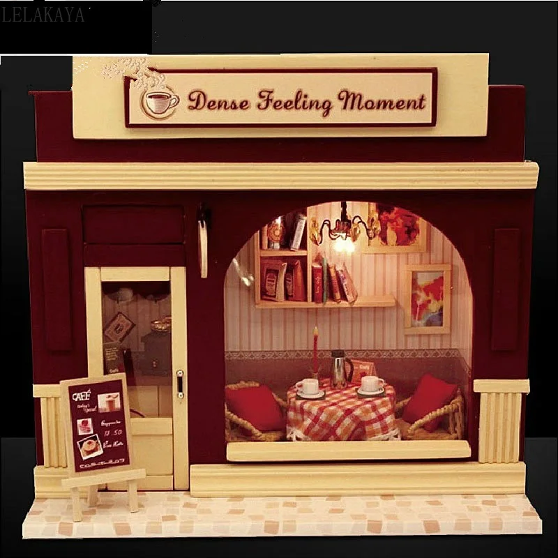 

Dence Feeling Moment Wooden Dollhouse Europe Shop Style Creative Furniture Miniatura DIY Puzzle Toy Handmade House Dream Store