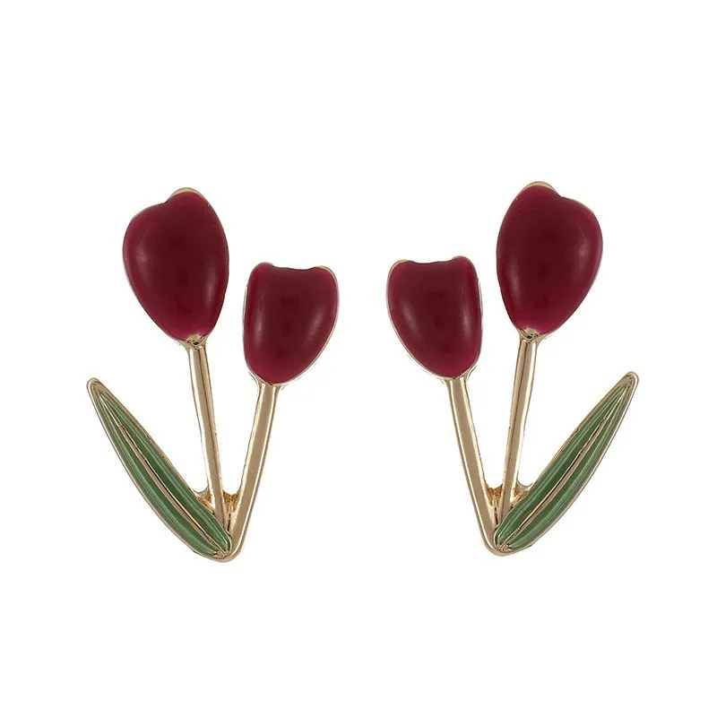 

Oil Drop Tulip Simple Earrings Vintage Fresh Flower Fashion Earring For Women Prom Party Jewelry