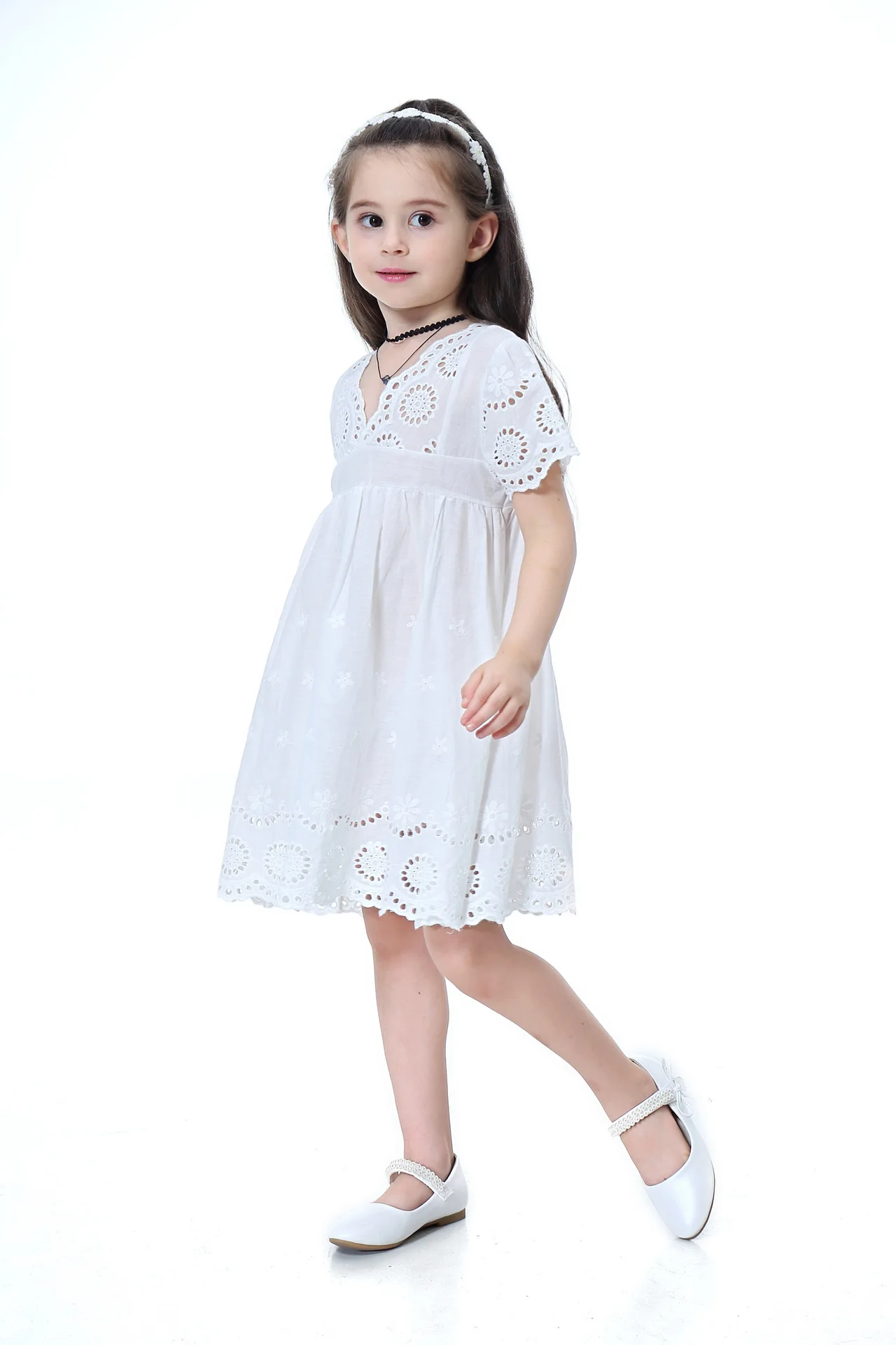 Одежда для девочек Хлопковое кружевное платье 2021 летняя одежда новое