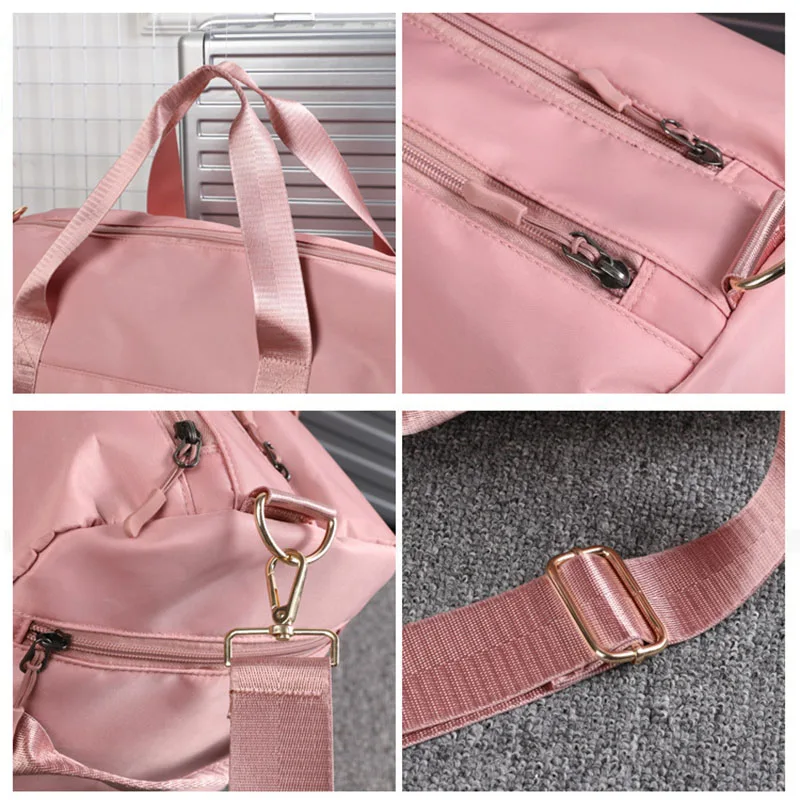 

Fashion Large Travel Luggage Waterproof Nylon Bags For Women Men Weekend Gym Or Outdoor Handbag With Independent Shoes Bag