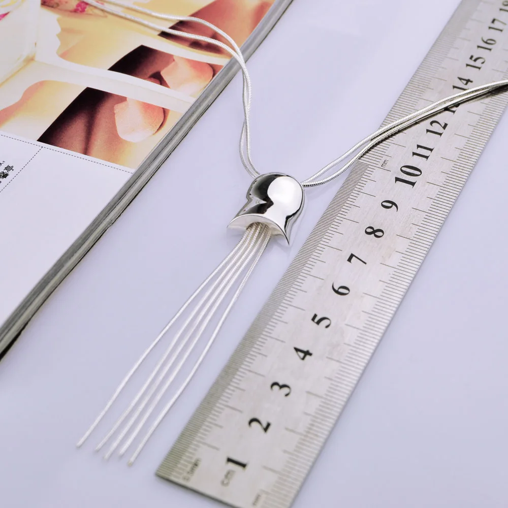 

Spring New Women's 925 Sterling Silver Necklace Noble Tassel Silver Chain Charm Jewelry Chokers Necklaces Party Accessories