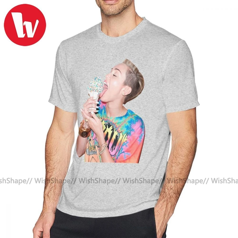 Майли Сайрус футболка с мороженым летняя принтом 5x забавная Мужская короткими