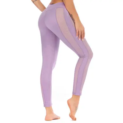 purple Zhangyunuo эластичные сетчатые спортивные Леггинсы для спортзала, бега, фитнеса, йоги, штаны для тренировок, гимнастики, колготки для бега, женская спортивная одежда - Цвет: purple