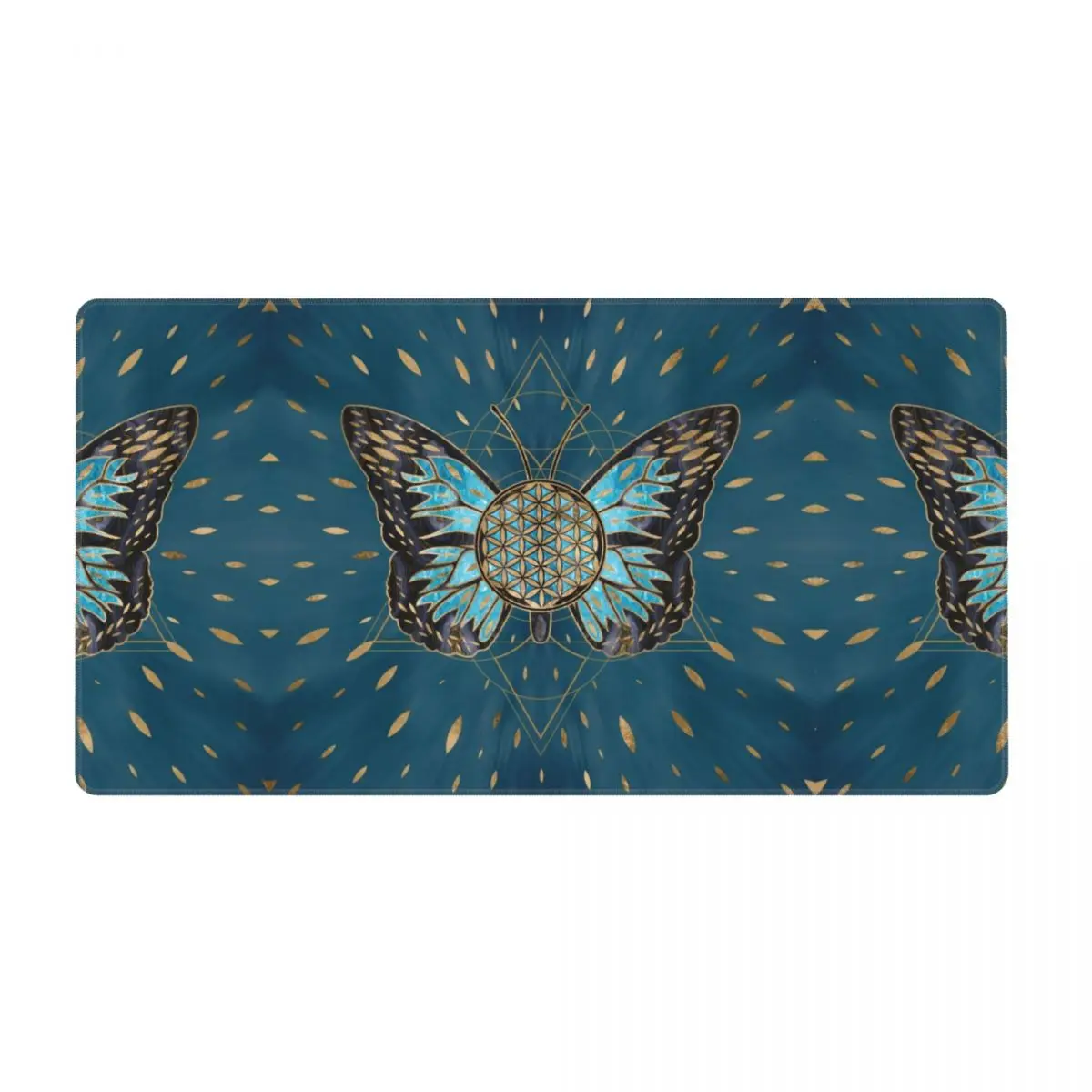 

Flower Of Life Butterfly Blue Gemstone Gaming Mouse Pad Office Desk Mat Mandala Big Anti-slip Natural Rubber Mousepad for Gamers