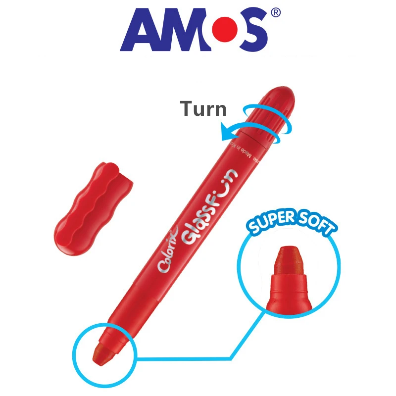 Забавный стеклянный набор цветных мелков AMOS GF6PC легкий в очистке безопасный и