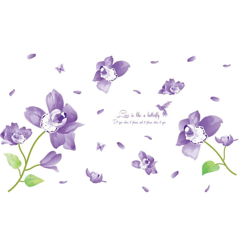 Фиолетовые цветы фаленопсиса настенные наклейки для гостиной спальни домашний