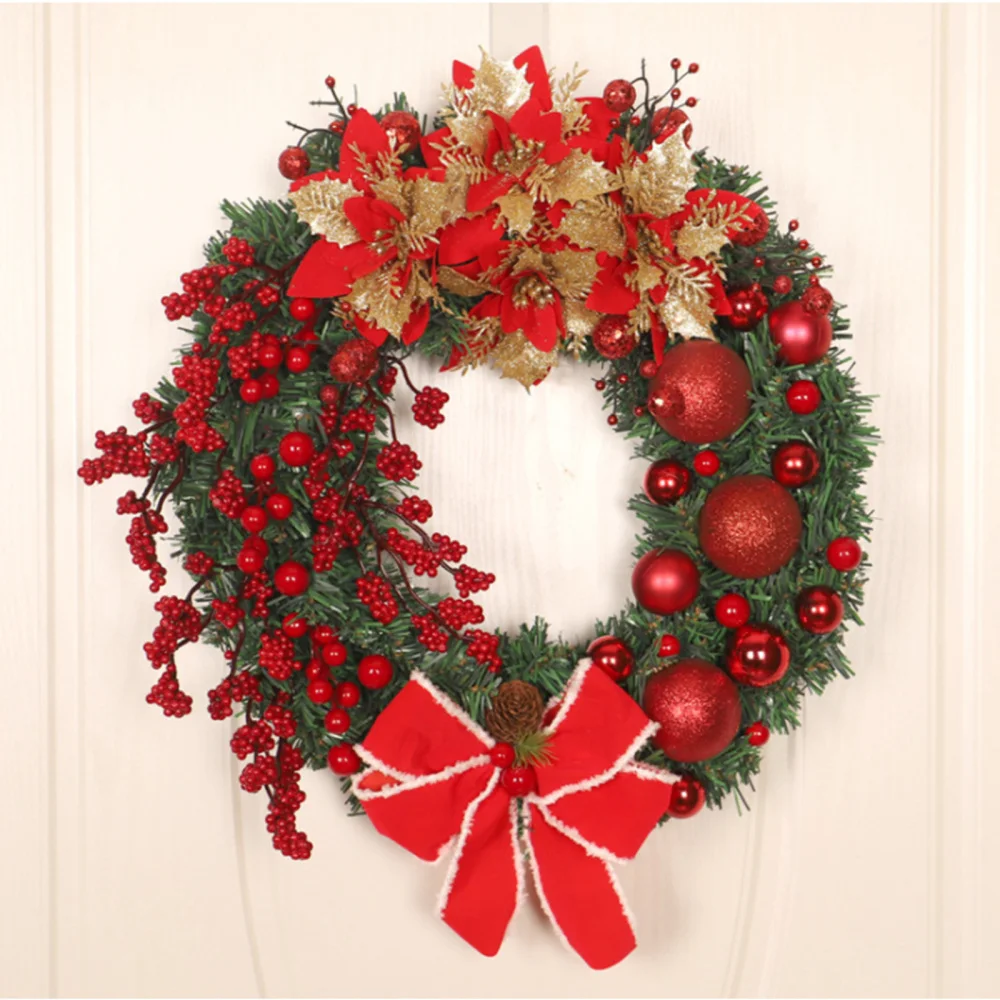 

Christmas Wreath Artificial Flower Garland Floral Décor Simulation Plants 40CM Decorations Home With Light PVC Foam Window Door