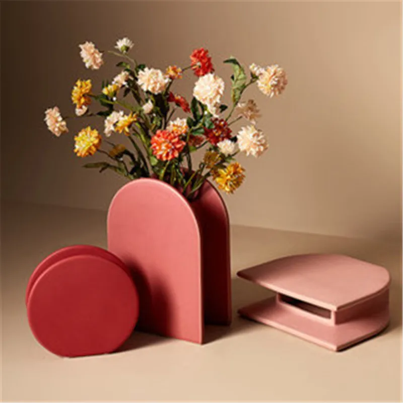 

WU CHEN LONG Nordic Style Colorful Ceramic Vase Generation Simple Geometric Creative Living Room Bedroom Floral Home Decor A2758